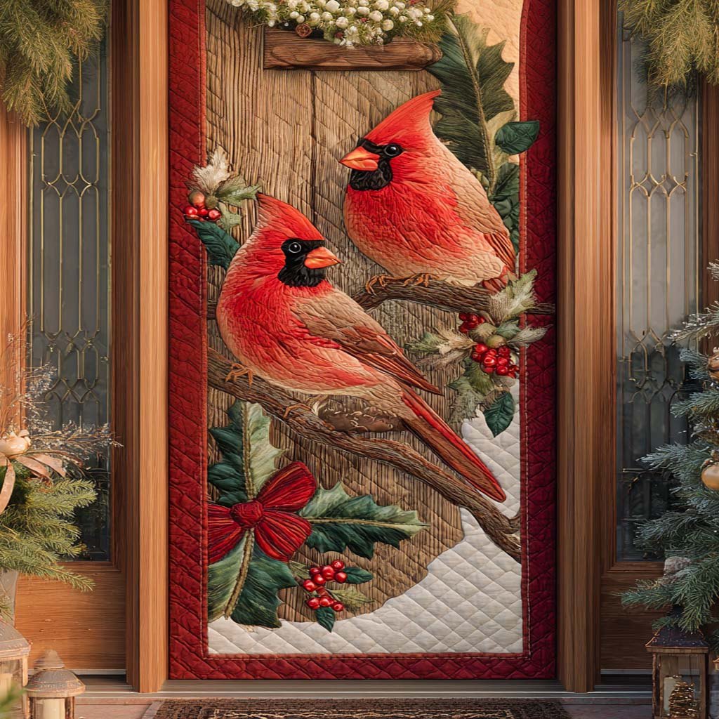 Crimson Porch Visitors Quilted Door Curtain printed door curtain