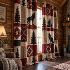 Crimson Timber Wolf Quilted Curtains printed door curtain