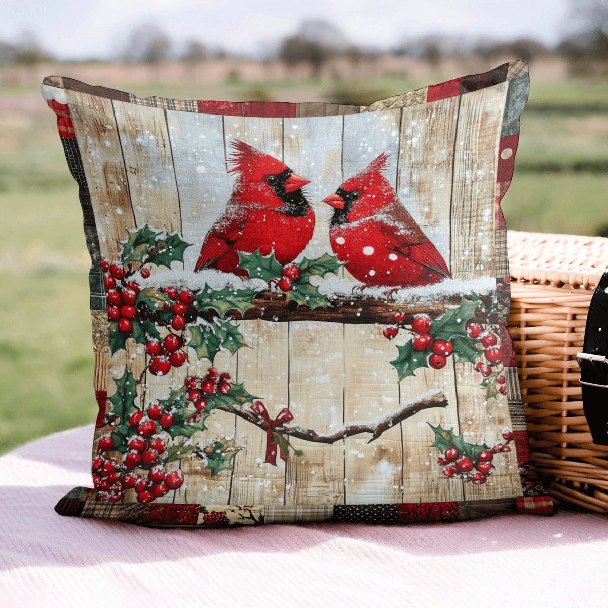 Crimson Wings Quilted Cushion Cover printed cushion cover