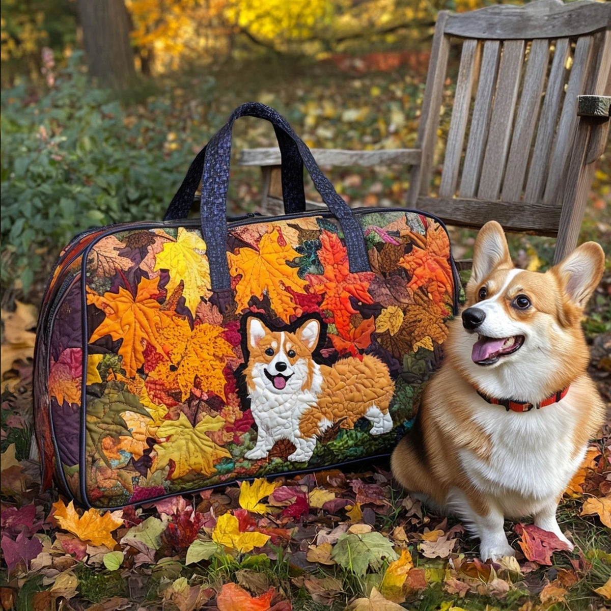 Crisp Breeze Corgi Quilted Duffle Bag printed duffle bag