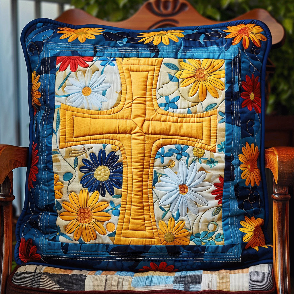 Cross of Hope Quilted Cushion Cover printed cushion cover