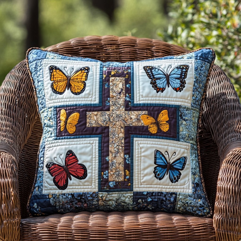 Cross of Hope Quilted Cushion Cover printed cushion cover