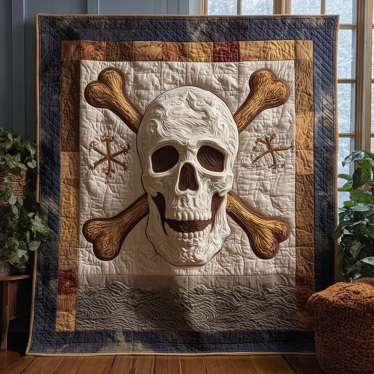 Crossed Skull Quilted Blanket printed blanket