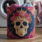 Crowned Skull Quilted Laundry Hamper printed laundry hamper