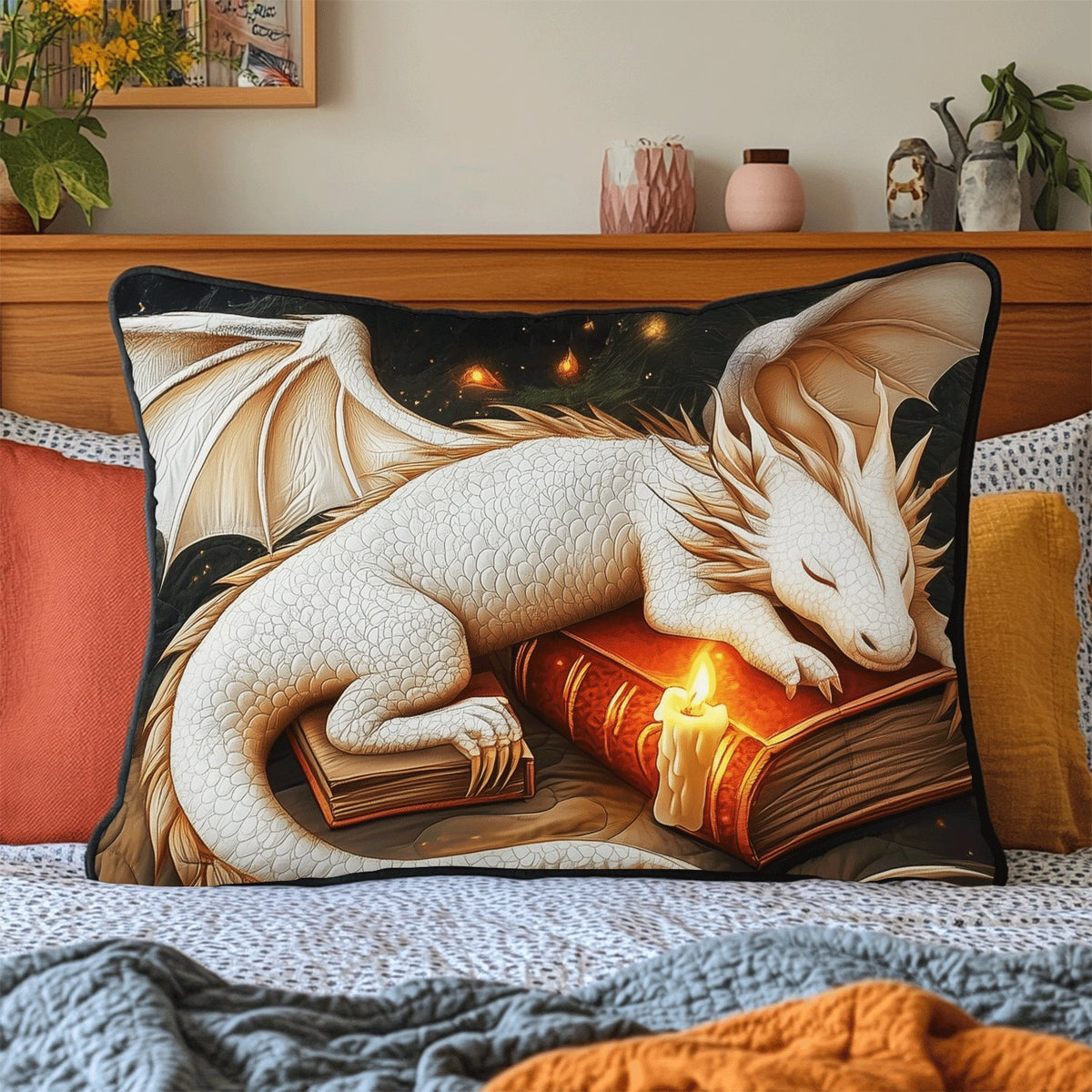 Cuddling Dragon Quilted Bedding Cushion Cover printed cushion cover