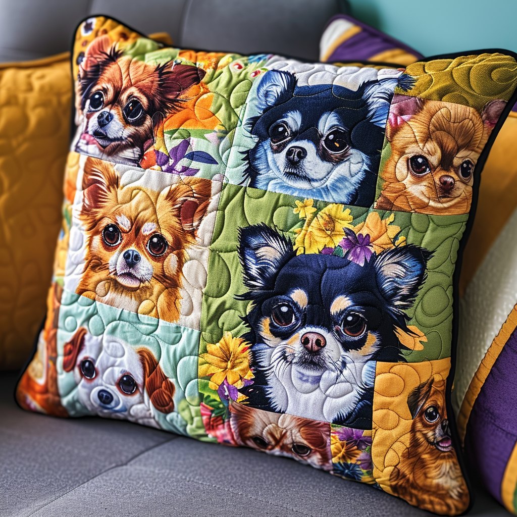 Cute Chihuahua Quilted Cushion Cover printed cushion cover