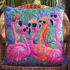 Cute Flamingo Quilted Cushion Cover printed cushion cover