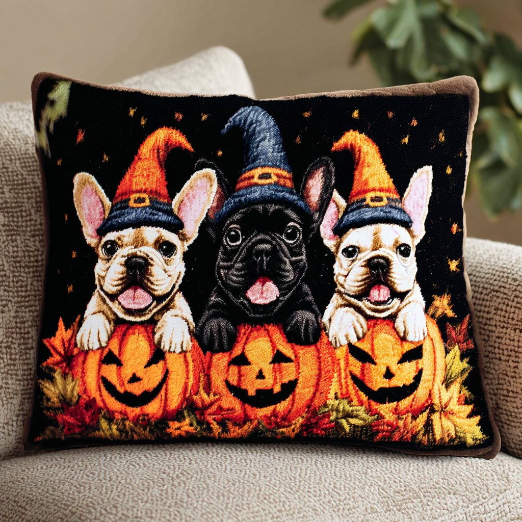 Cute French Bulldog Quilted Cushion Cover printed cushion cover