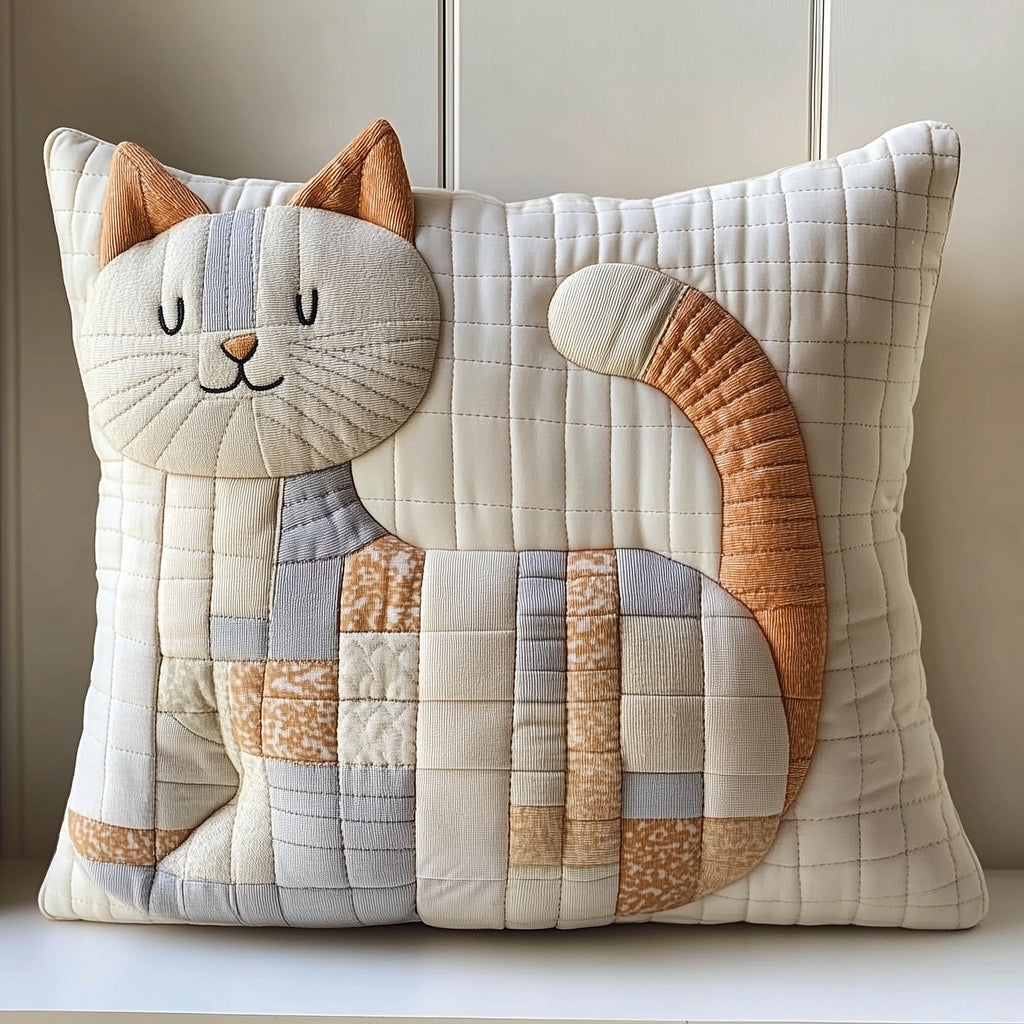 Cute Meow Quilted Cushion Cover printed cushion cover