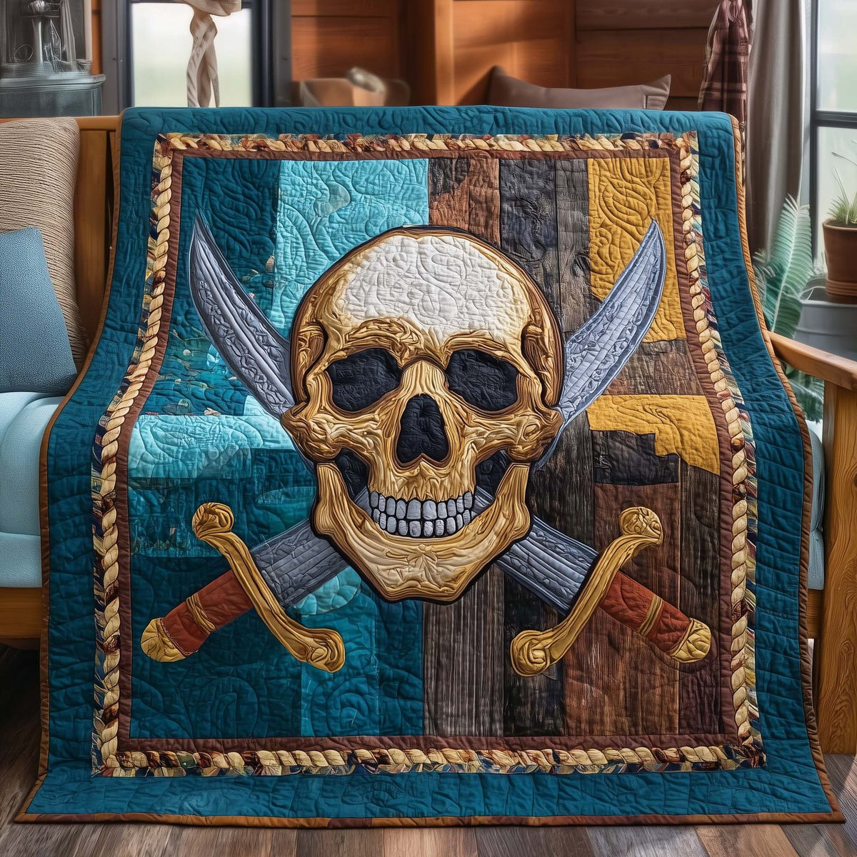 Cutlass Skull Quilted Blanket printed blanket