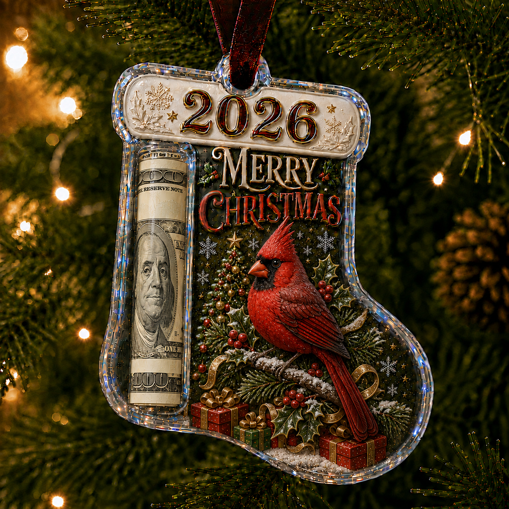 Cardinal Bird Cash Clip Christmas Ornament