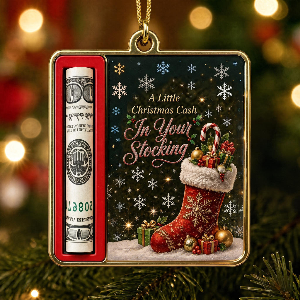 Christmas Stocking Santa Note Cash Holder Ornament