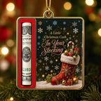 Christmas Stocking Santa Note Cash Holder Ornament