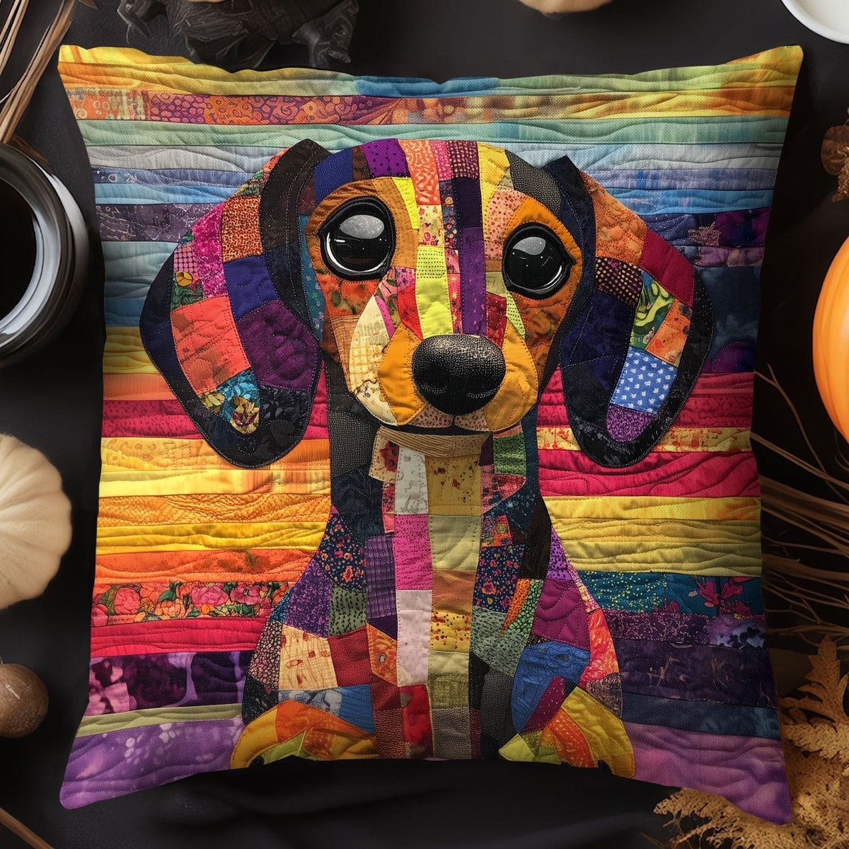 Dachshund Daydream Quilted Cushion Cover printed cushion cover