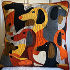Dachshund Delight Quilted Cushion Cover printed cushion cover