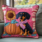 Dachshund Wear Pink Quilted Cushion Cover printed cushion cover