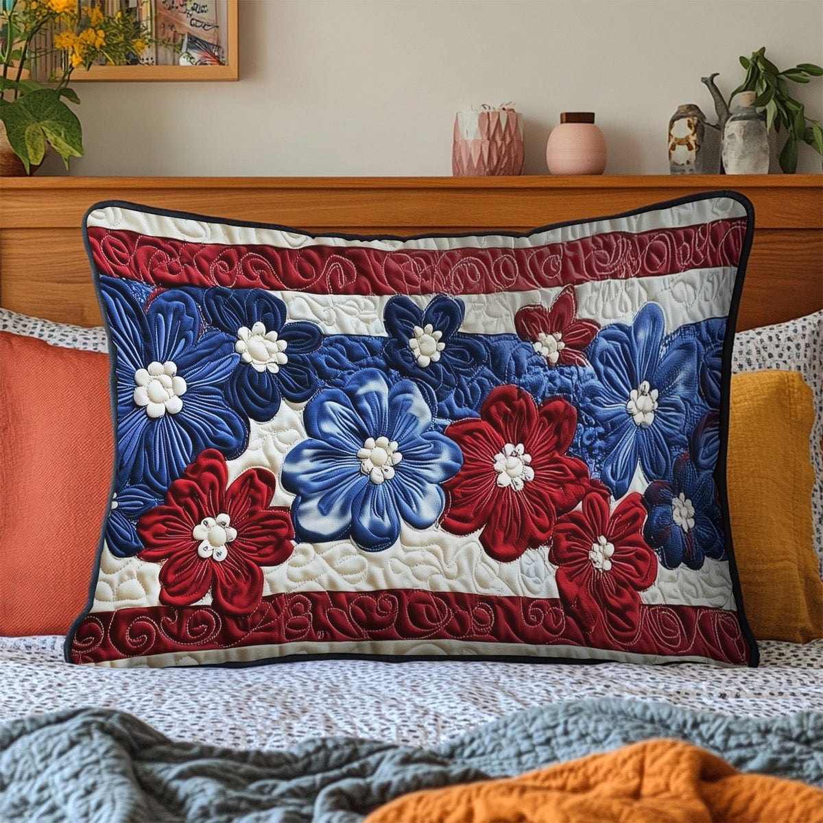 Daisies for Independence Quilted Bedding Cushion Cover printed cushion cover