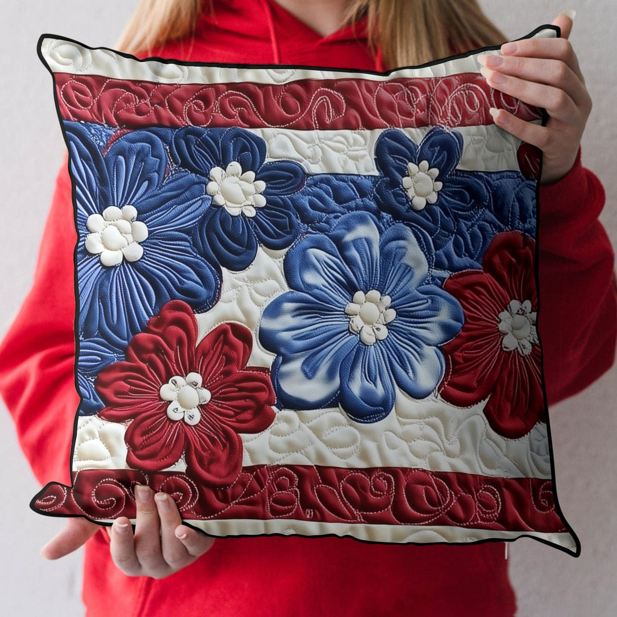 Daisies for Independence Quilted Cushion Cover printed cushion cover