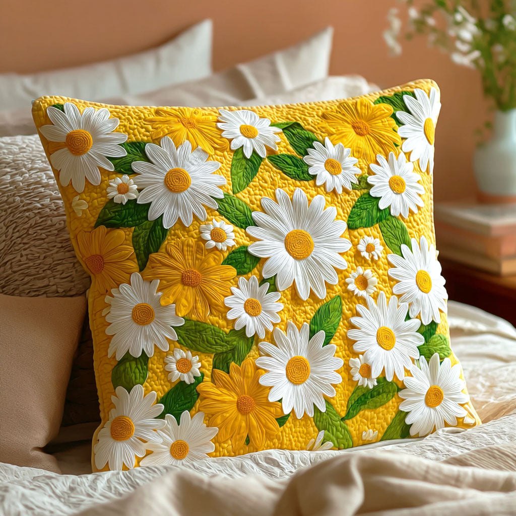 Daisy Charm Quilted Cushion Cover printed cushion cover
