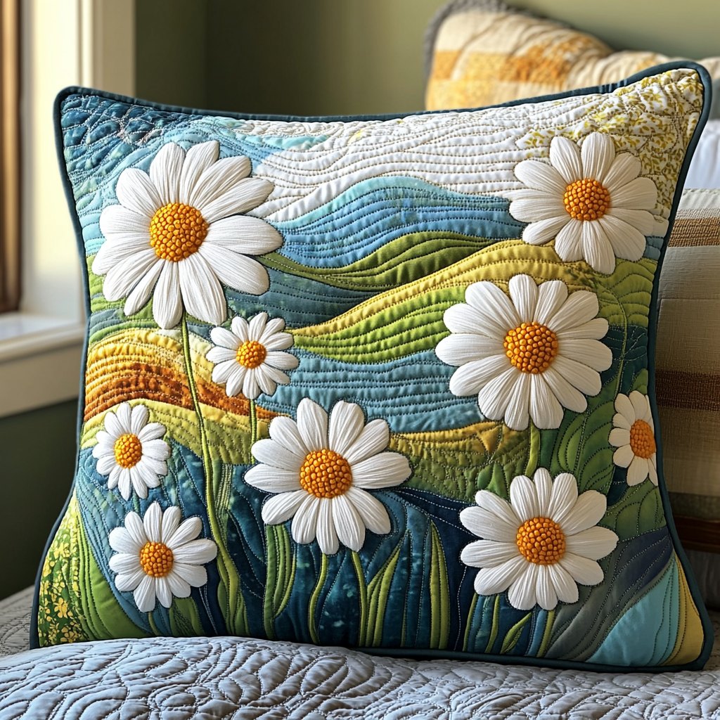 Daisy Dream Quilted Cushion Cover printed cushion cover