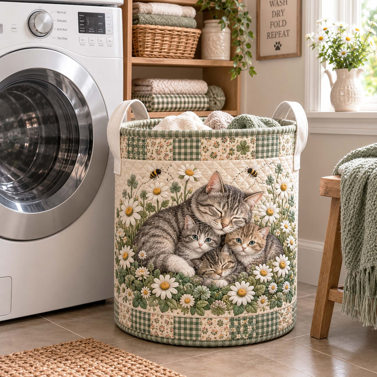 Daisy Tabby Pair printed laundry hamper