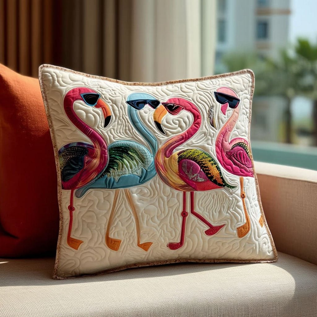Dance of the Flamingo Quilted Cushion Cover printed cushion cover