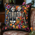 Dancing Skeleton Floral Quilted Cushion Cover printed cushion cover