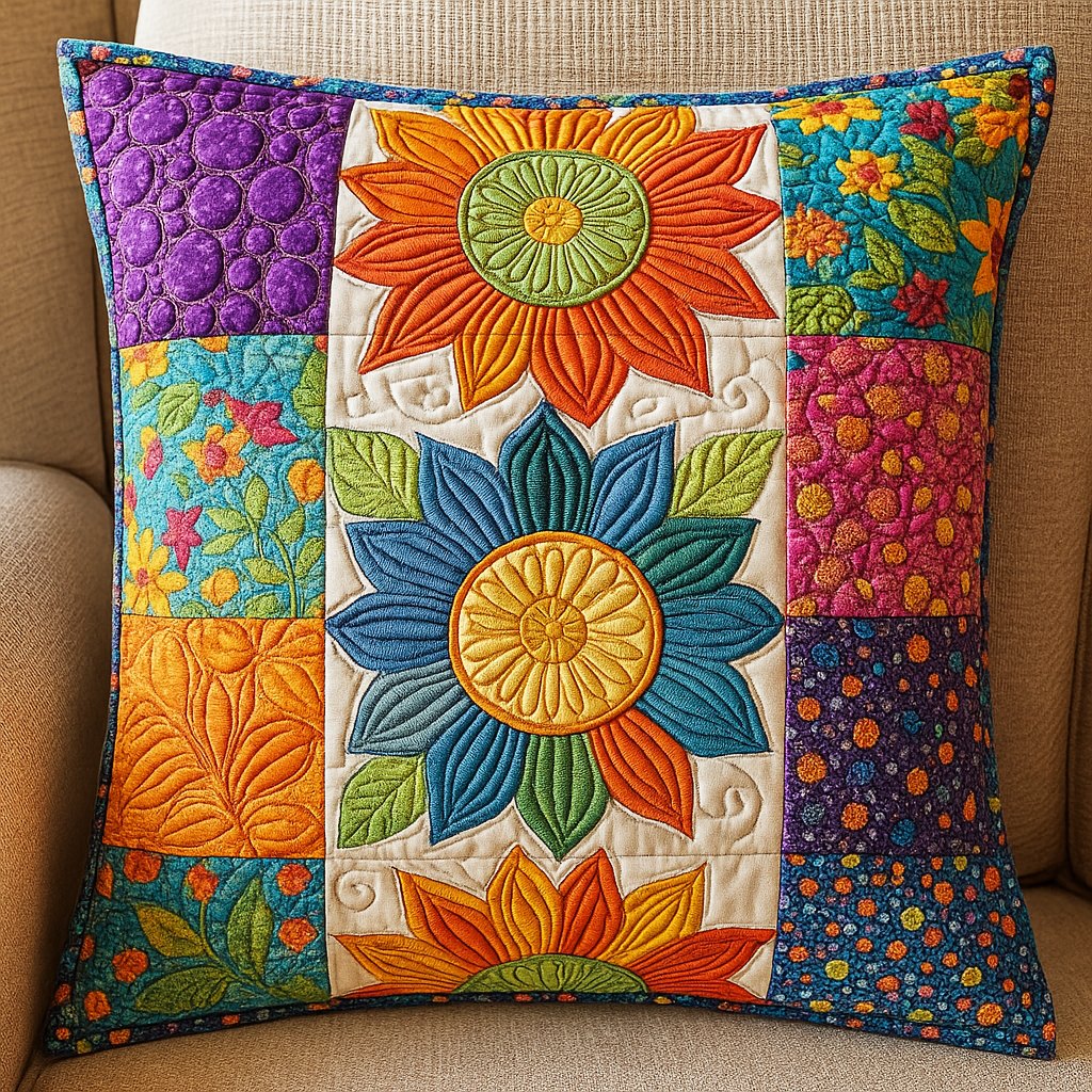 Dancing Sunlight Quilted Cushion Cover printed cushion cover