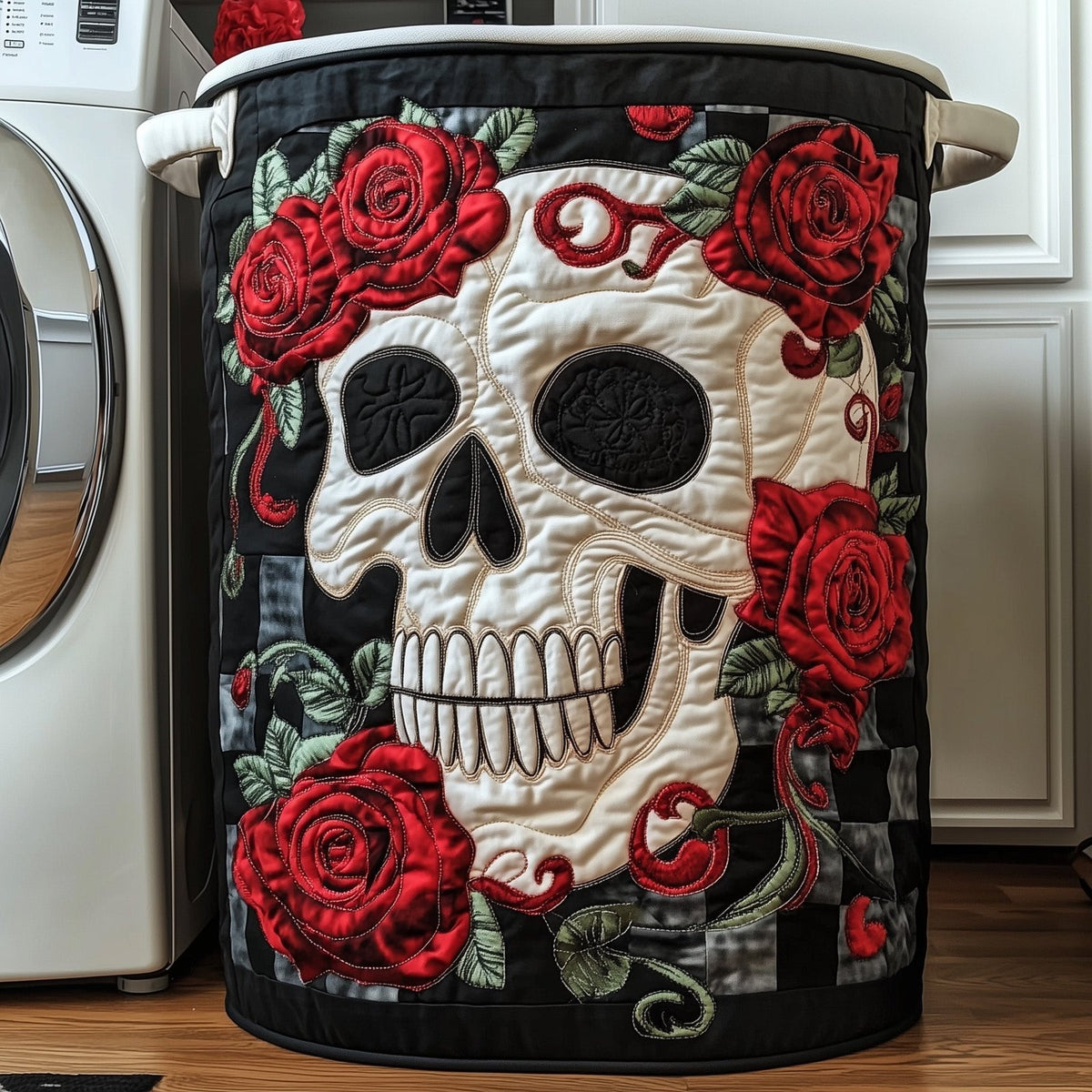 Dark Elegance Quilted Laundry Hamper printed laundry hamper