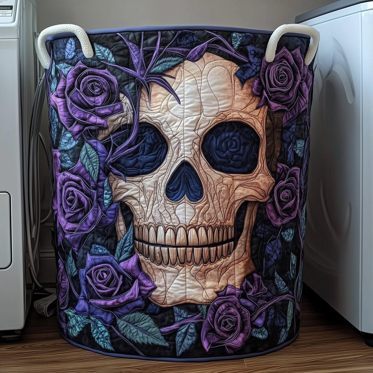 Dark Elegance Quilted Laundry Hamper printed laundry hamper