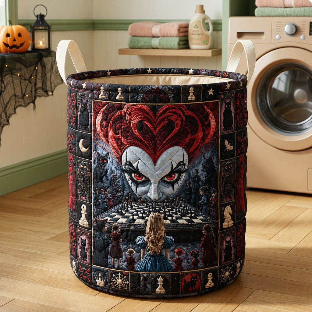 Dark Queen Chess Halloween Quilted Laundry Hamper printed laundry hamper