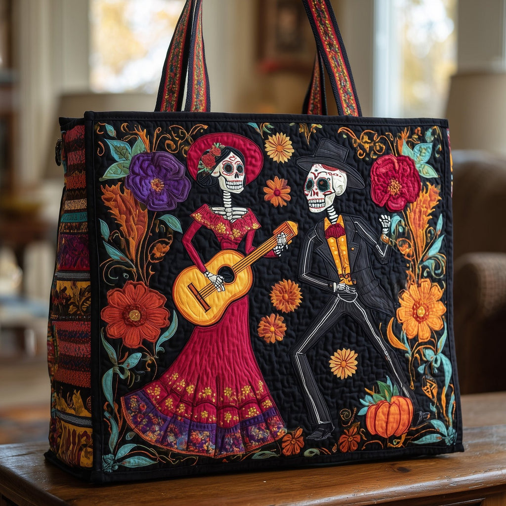 Day Of The Dead Quilted Tote Bag printed tote bag
