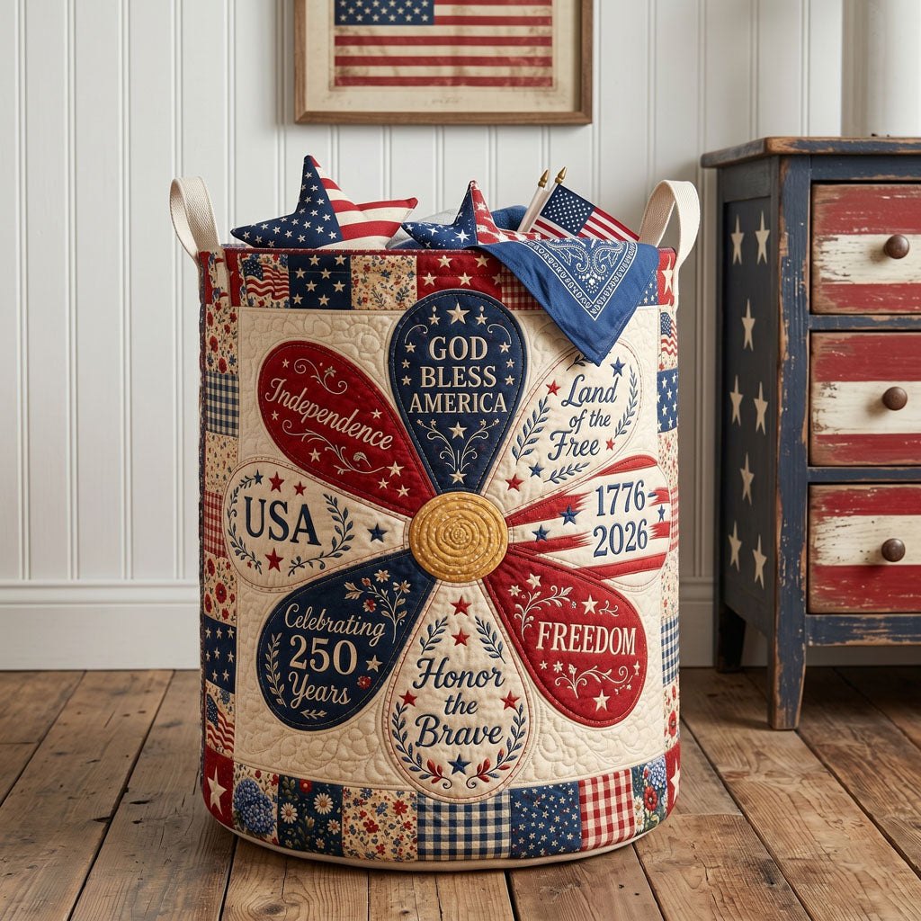 Declaration of Daisy Quilted Laundry Hamper printed laundry hamper