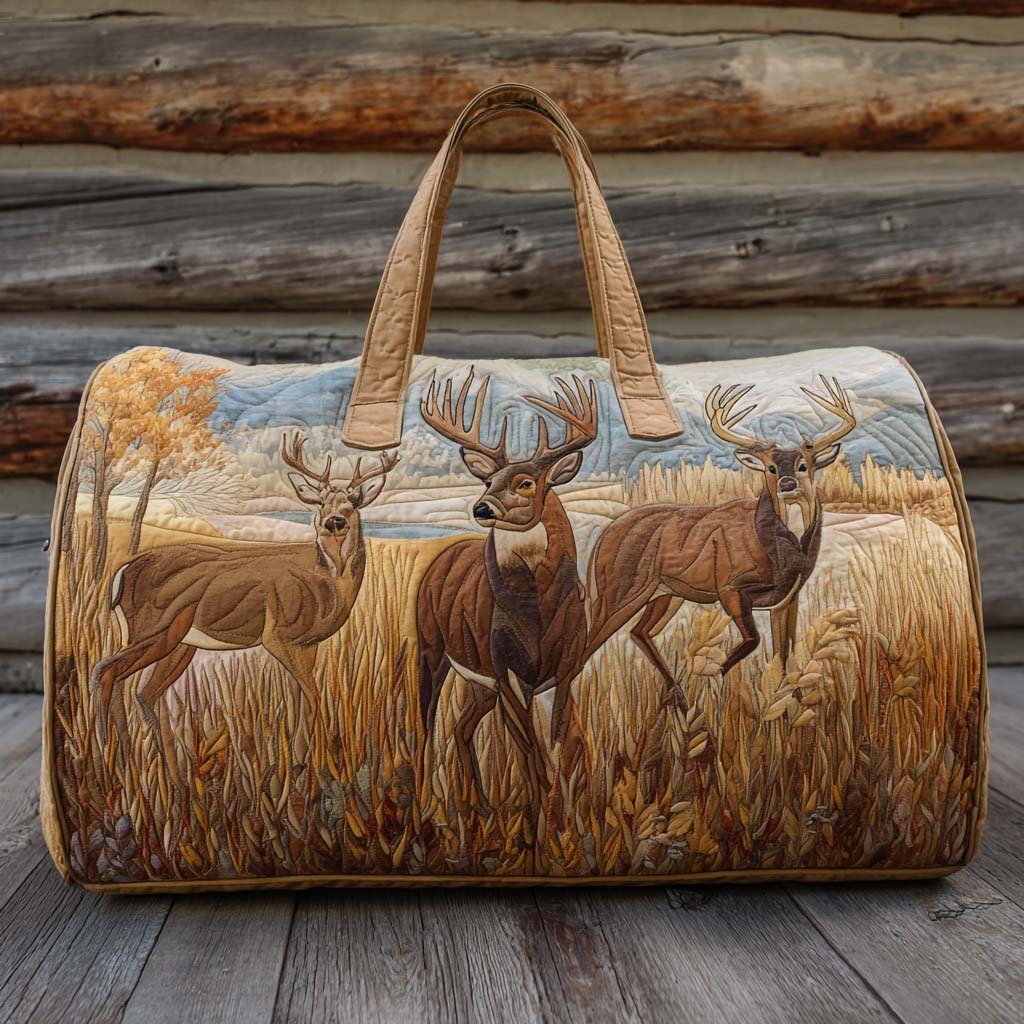 Deer Quilted Duffle Bag printed quilted duffle bag