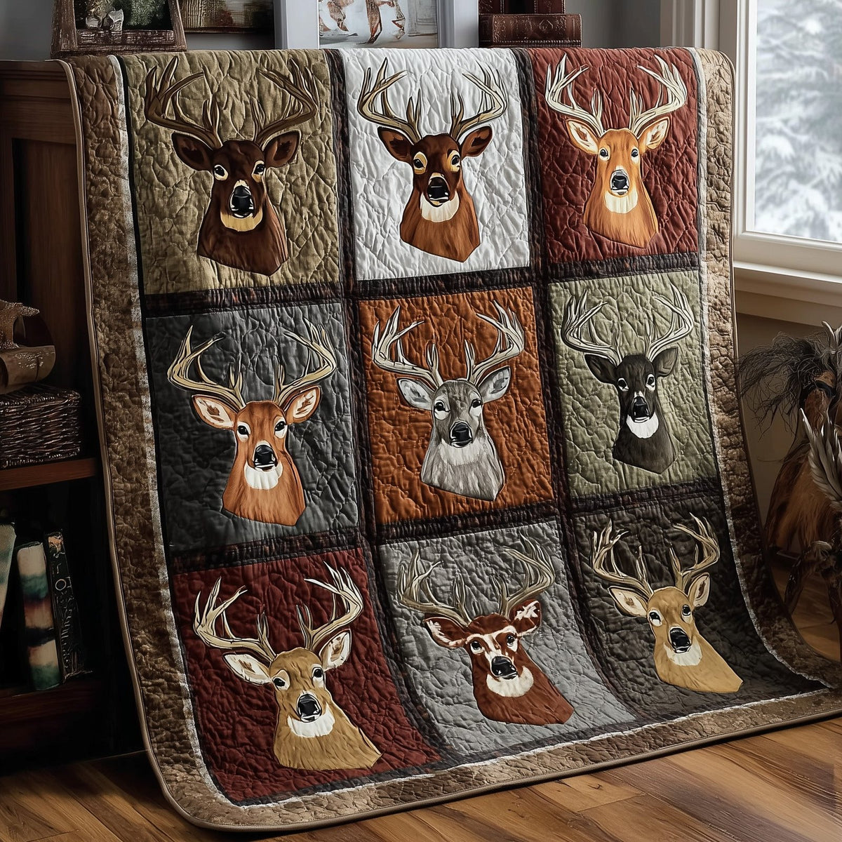 Deer Serenity Quilted Blanket printed blanket