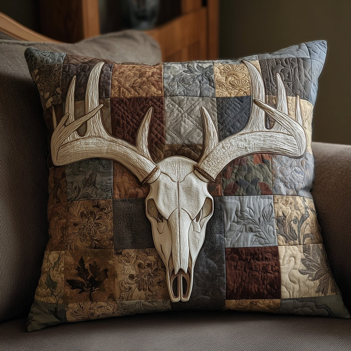 Deer Serenity Quilted Cushion Cover printed cushion cover