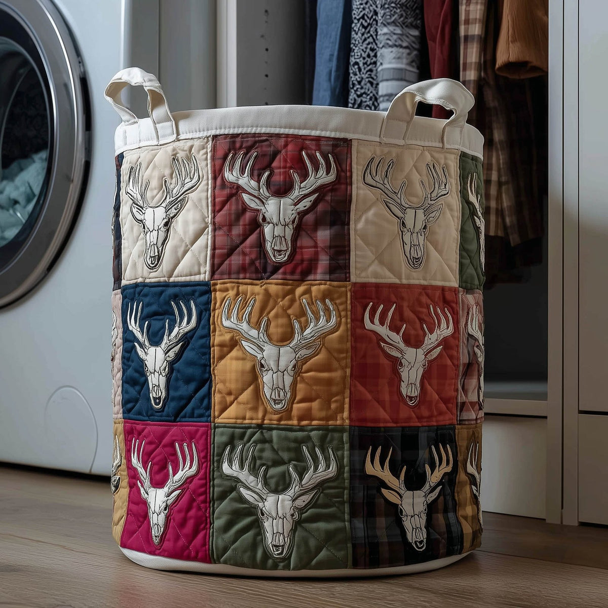 Deer Skull Quilted Laundry Hamper printed laundry hamper