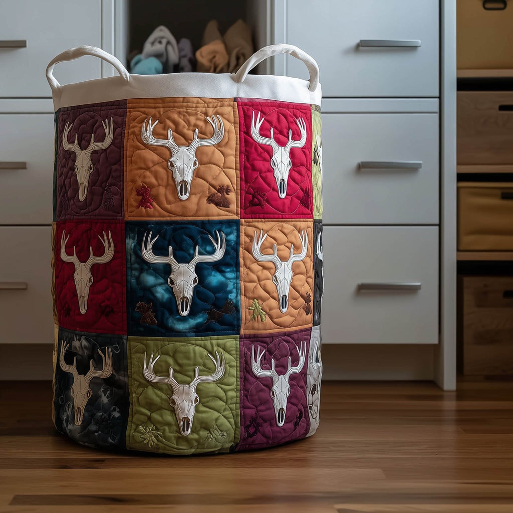 Deer Skull Quilted Laundry Hamper printed laundry hamper