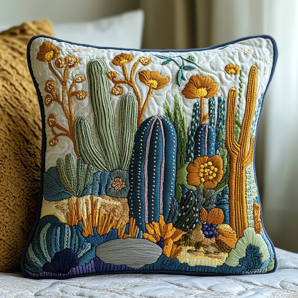 Desert Bloom Quilted Cushion Cover printed cushion cover