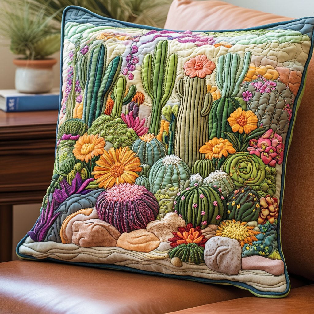 Desert Bloom Quilted Cushion Cover printed cushion cover