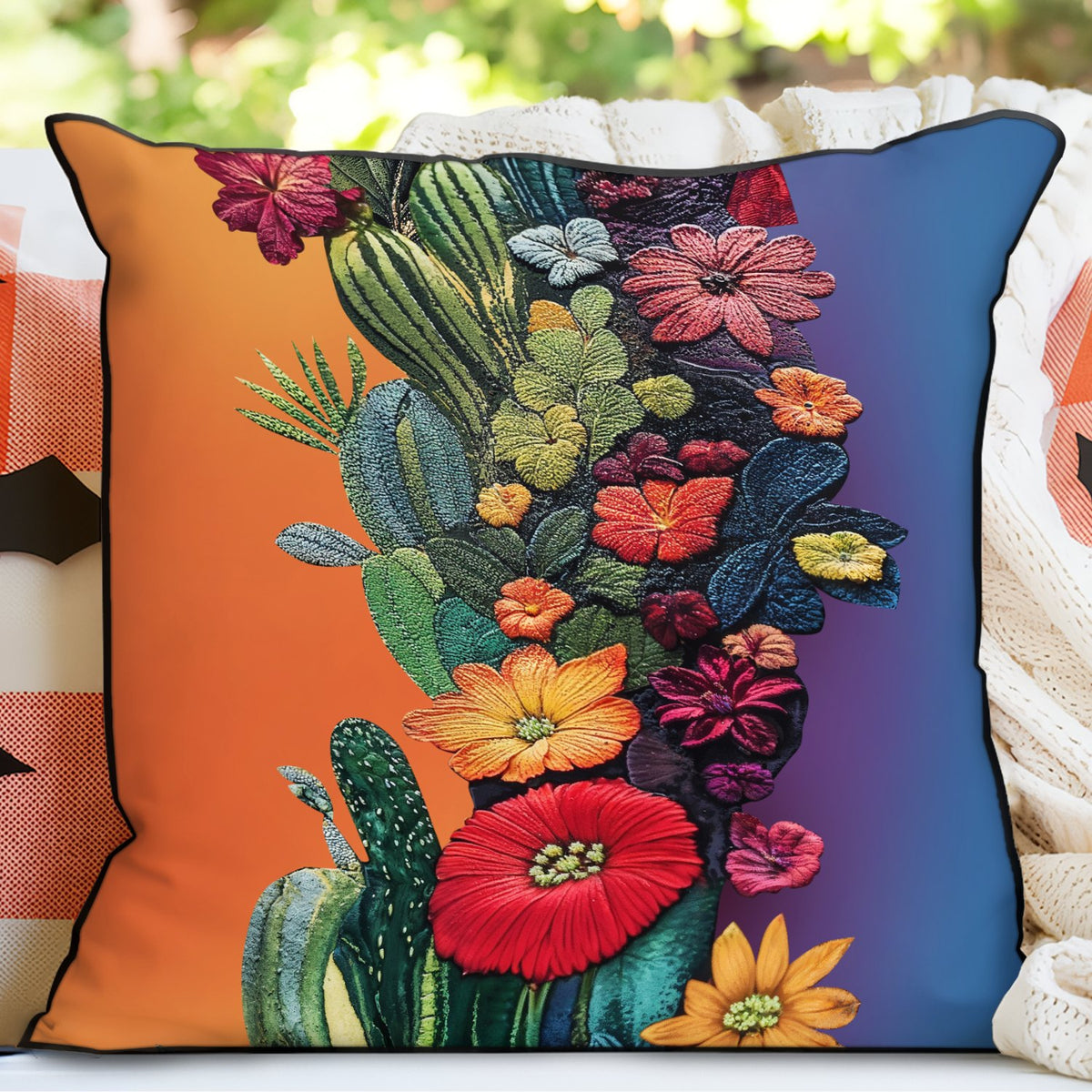 Desert Bloom Quilted Cushion Cover printed cushion cover