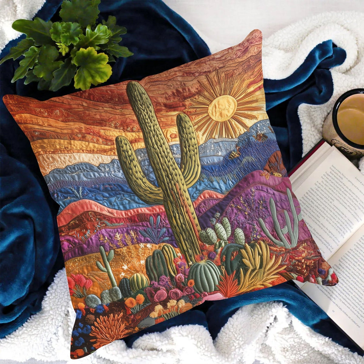 Desert Bloom Quilted Cushion Cover printed cushion cover