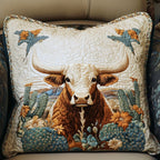 Desert Longhorn Quilted Cushion Cover printed cushion cover