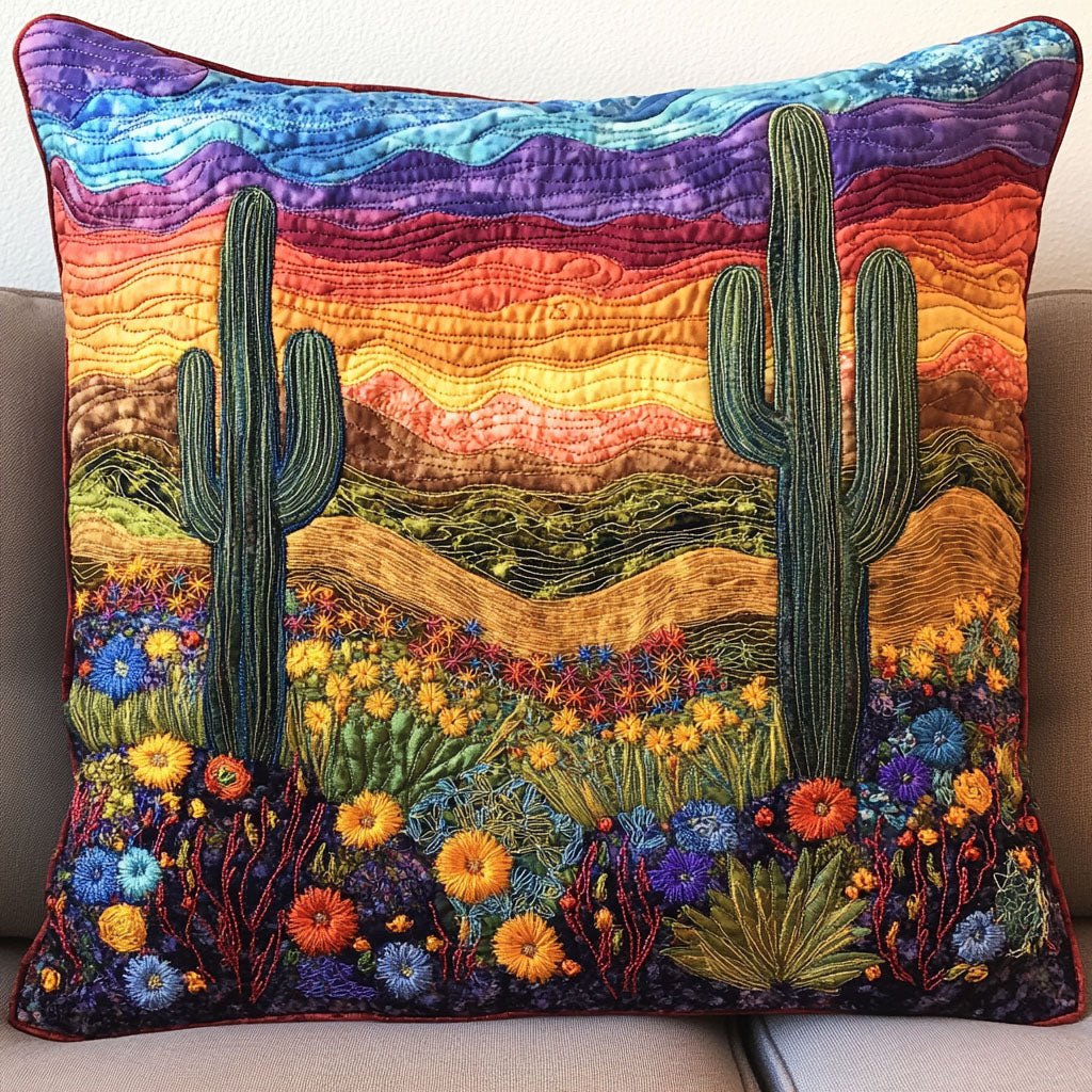 Desert Serenity Quilted Cushion Cover printed cushion cover