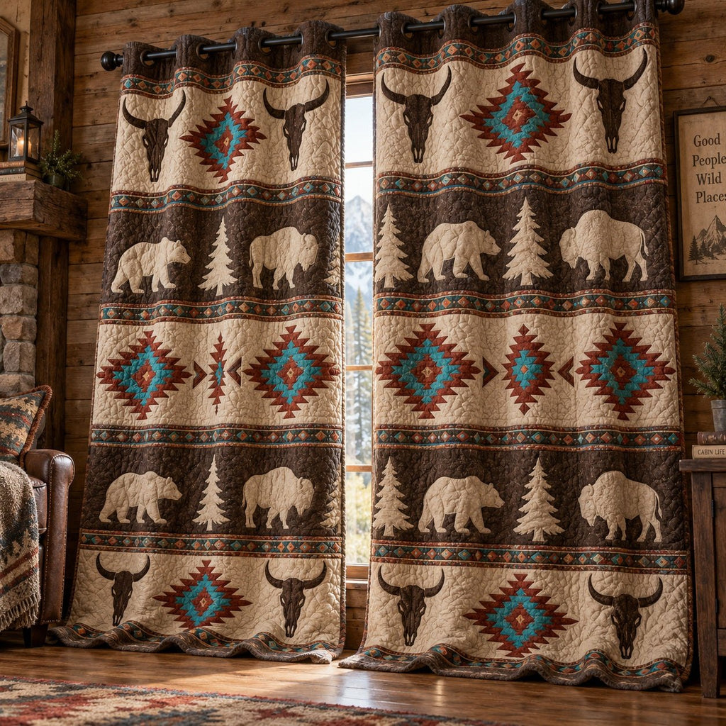 Desert Skull Horizon Quilted Curtains printed door curtain