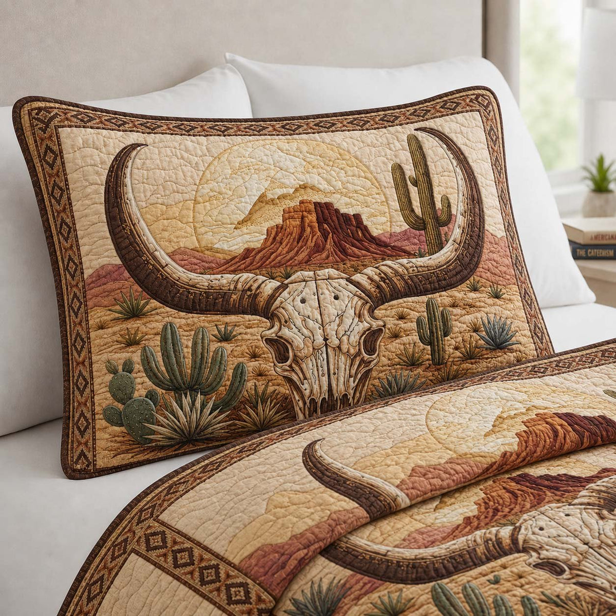 Desert Skull Texas Quilted Bedding Cushion Cover printed cushion cover