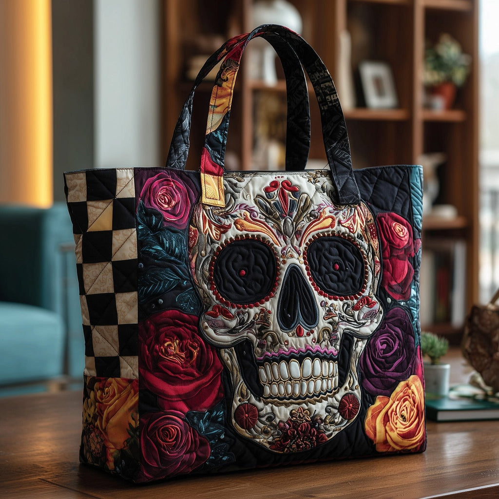 Dia de los Muertos Quilted Tote Bag printed tote bag