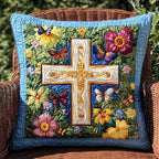 Divine Cross Quilted Cushion Cover printed cushion cover