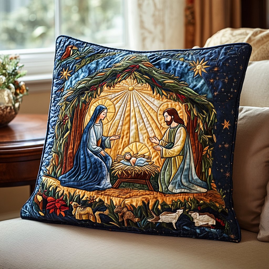 Divine Journey Quilted Cushion Cover printed cushion cover