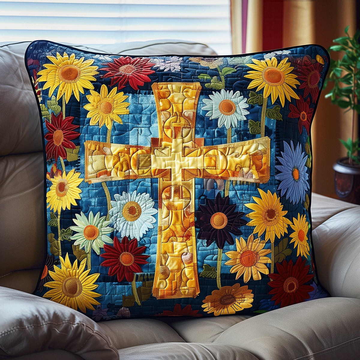 Divine Light Quilted Cushion Cover printed cushion cover